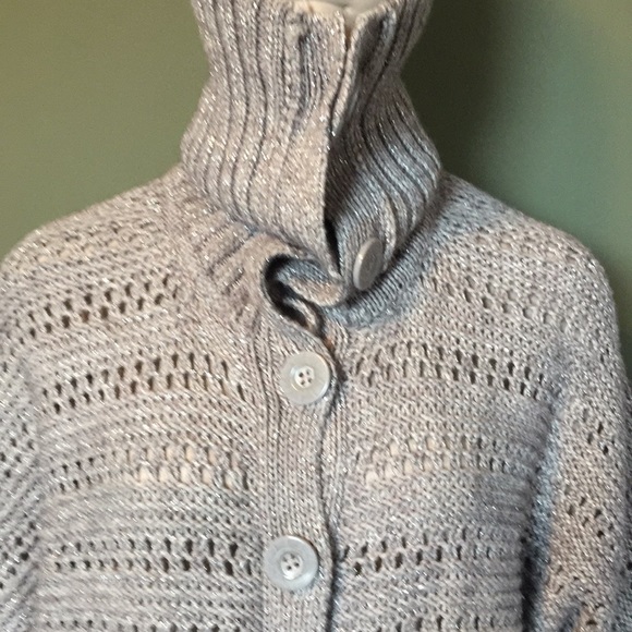 Grey turtleneck button front sweater, BNWOT - Picture 4 of 8